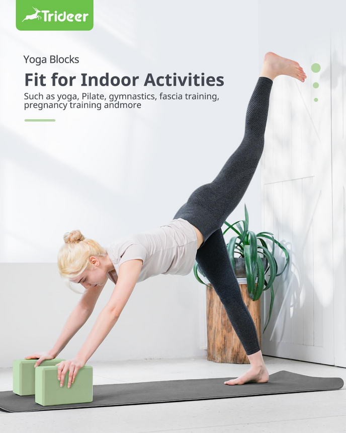 Trideer High Density Foam Yoga Blocks - 2 Pack for Yoga & Stretching Practice