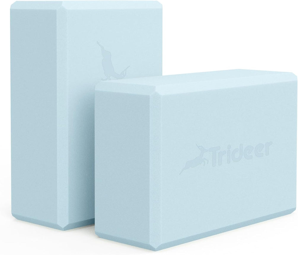 Trideer High Density Foam Yoga Blocks - 2 Pack for Yoga & Stretching Practice