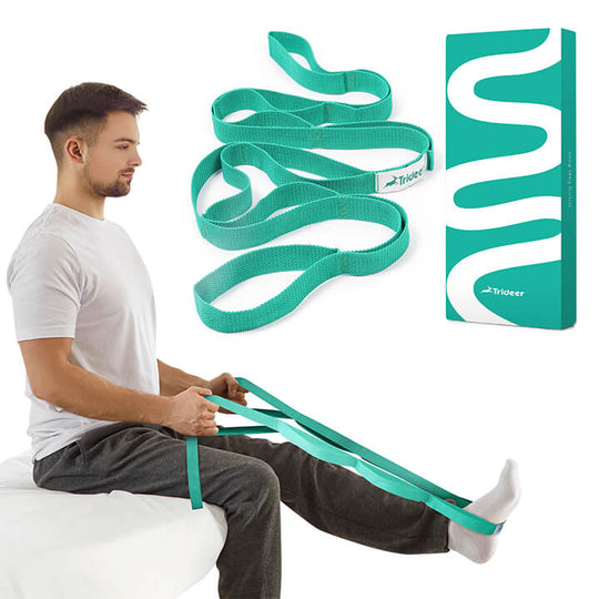 Trideer non-elastic stretching strap flat lay showing fabric texture and buckle-free loop design