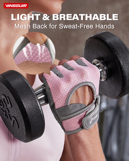 Breathable mesh back design on VINSGUIR fitness gloves for women