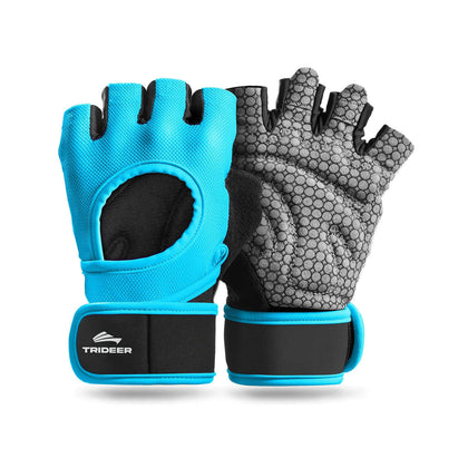 Workout gloves showing full palm protection and anti-slip grip design