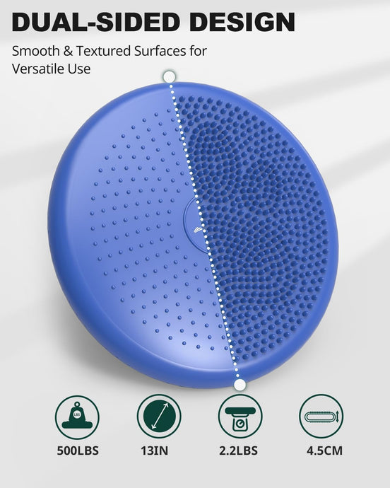 Glossy wobble cushion showing textured surface for balance training