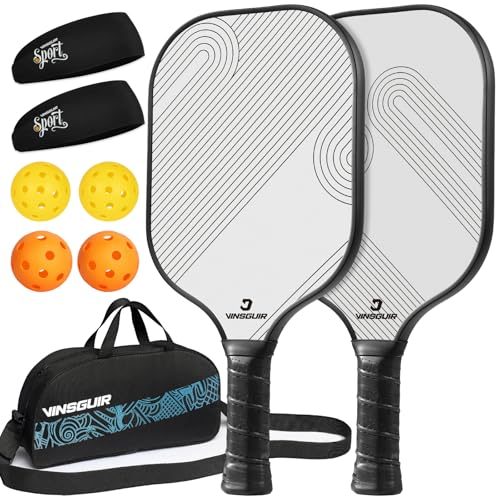 Vinsguir Fiberglass Pickleball Set of Rackets and Pickleballs Balls