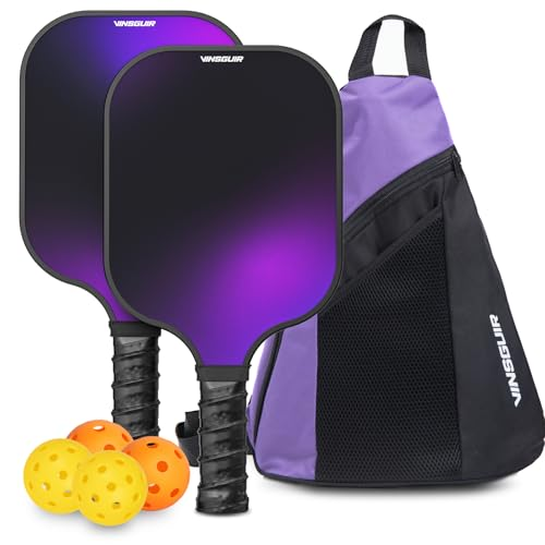 Vinsguir Fiberglass Pickleball Set of Rackets and Pickleballs Balls