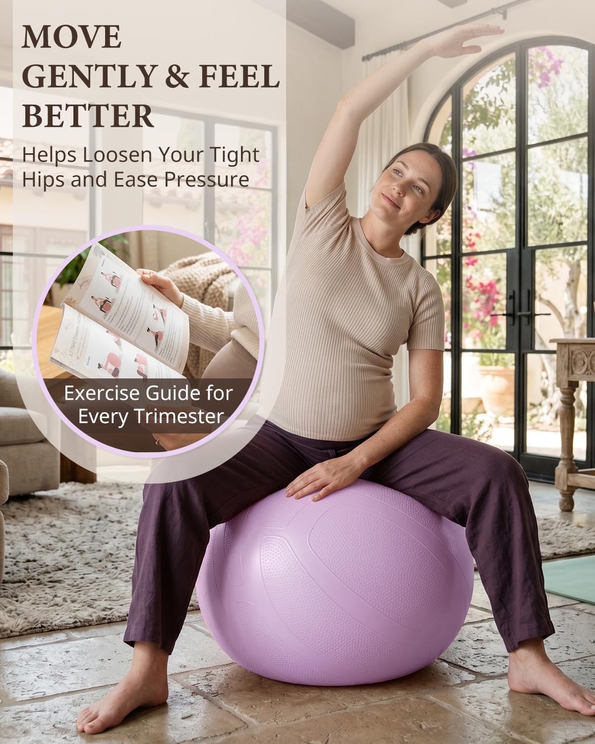 Trideer Pregnancy Ball - Anti-Burst Birthing Ball 55-75cm for Prenatal Exercise & Labor