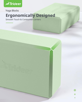 Trideer High Density Foam Yoga Blocks - 2 Pack for Yoga & Stretching Practice