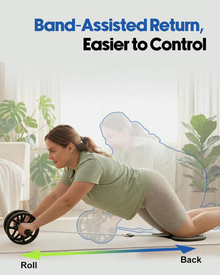 VINSGUIR Ab Roller Wheel for Beginners to Pros, Ab Roller with Adjustable & Detachable Resistance Band, Core Workout Equipment for Home Gym, Abdominal Wheel with Exercise Guide and Knee Pad, Men Women