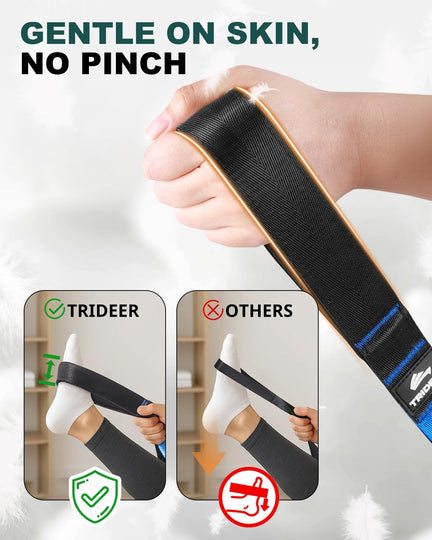 Soft neoprene padded handles on Trideer stretching band