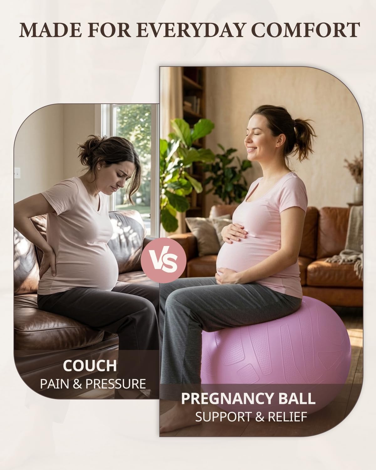 Trideer Pregnancy Ball - Anti-Burst Birthing Ball 55-75cm for Prenatal Exercise & Labor