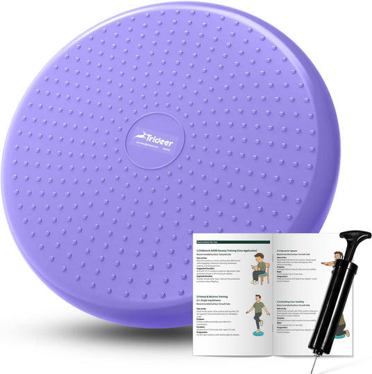 13.4 inch inflated wobble cushion with pump for adjustable firmness