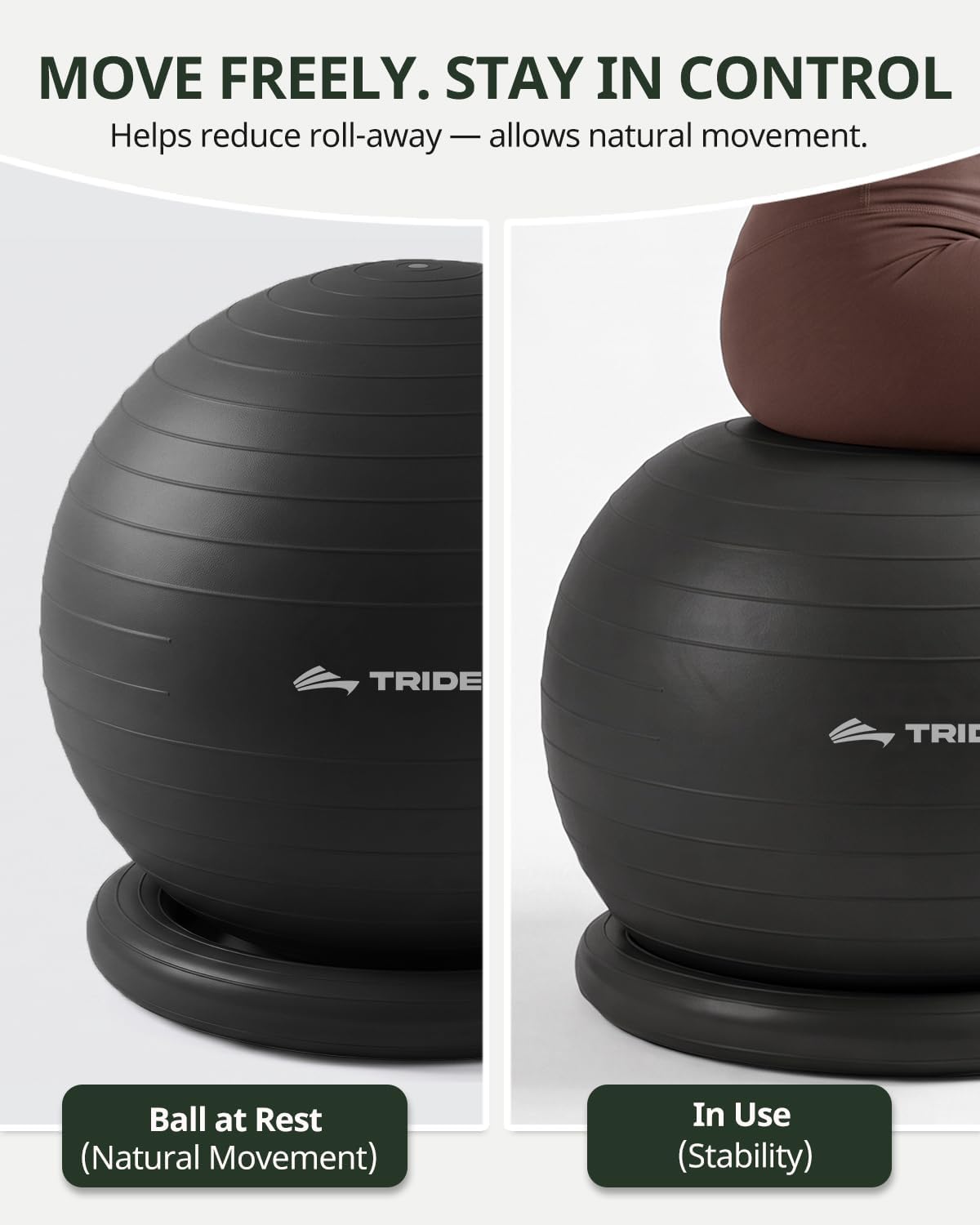 Trideer 65cm Yoga Ball Chair with Base for Home and Office