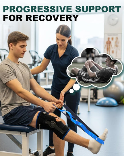 Physical therapy leg stretching exercise with Trideer premium strap