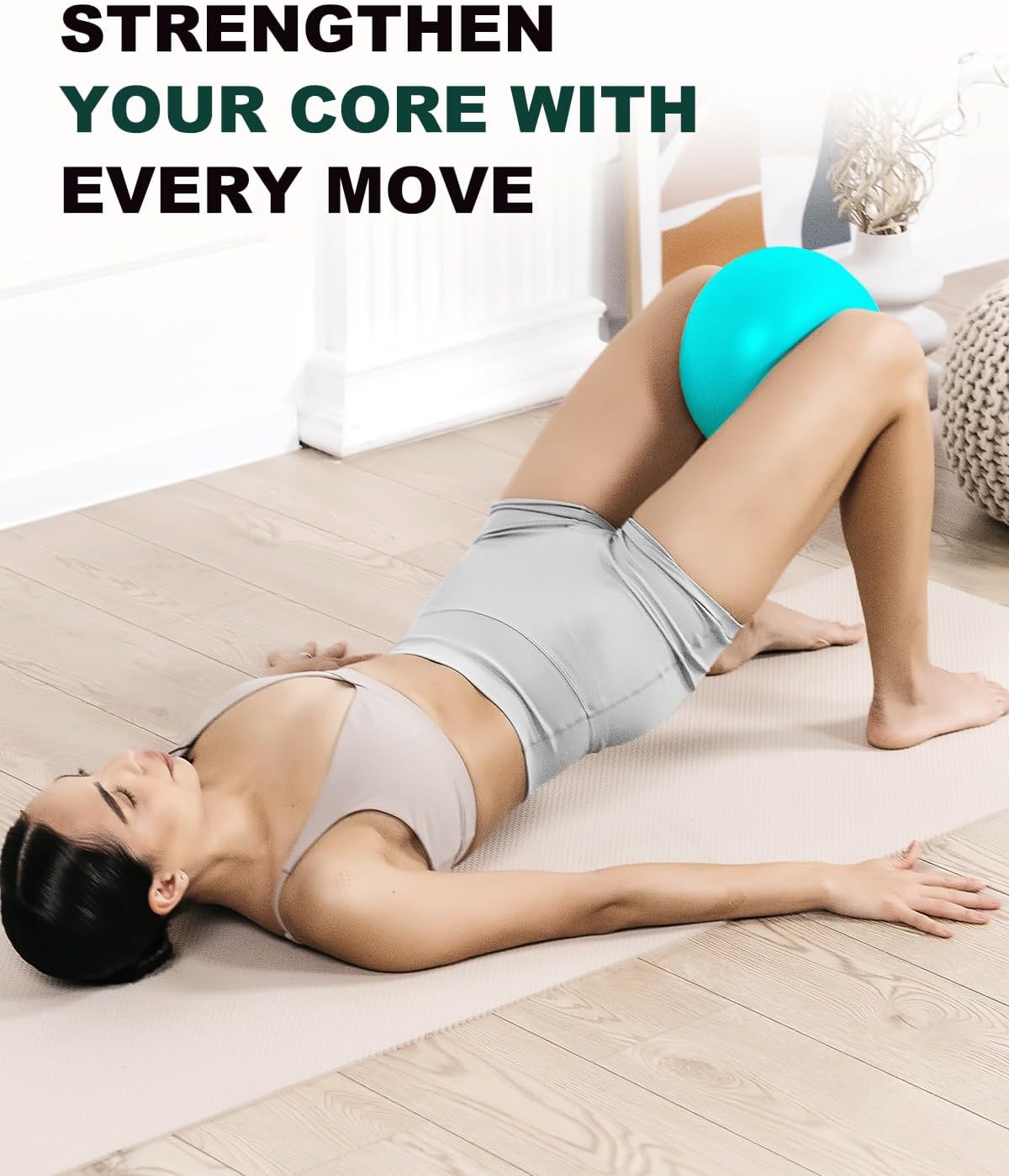 Trideer 9 inch Pilates Ball Physical Therapy Ball & Stretching Strap