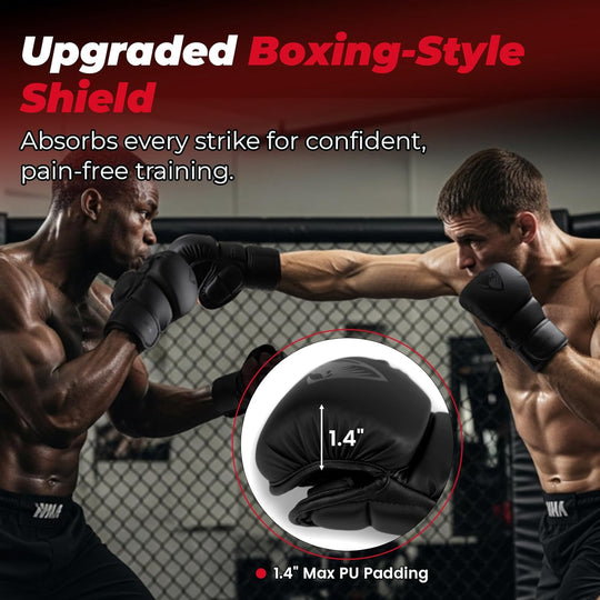 LIBERLUPUS MMA Gloves for Men – Punching Bag Gloves for Men, Open Palm Training Gloves for MMA Sparring, Kickboxing, Muay Thai, Youth Self-Defense, Durable Synthetic Leather with Wrist Support