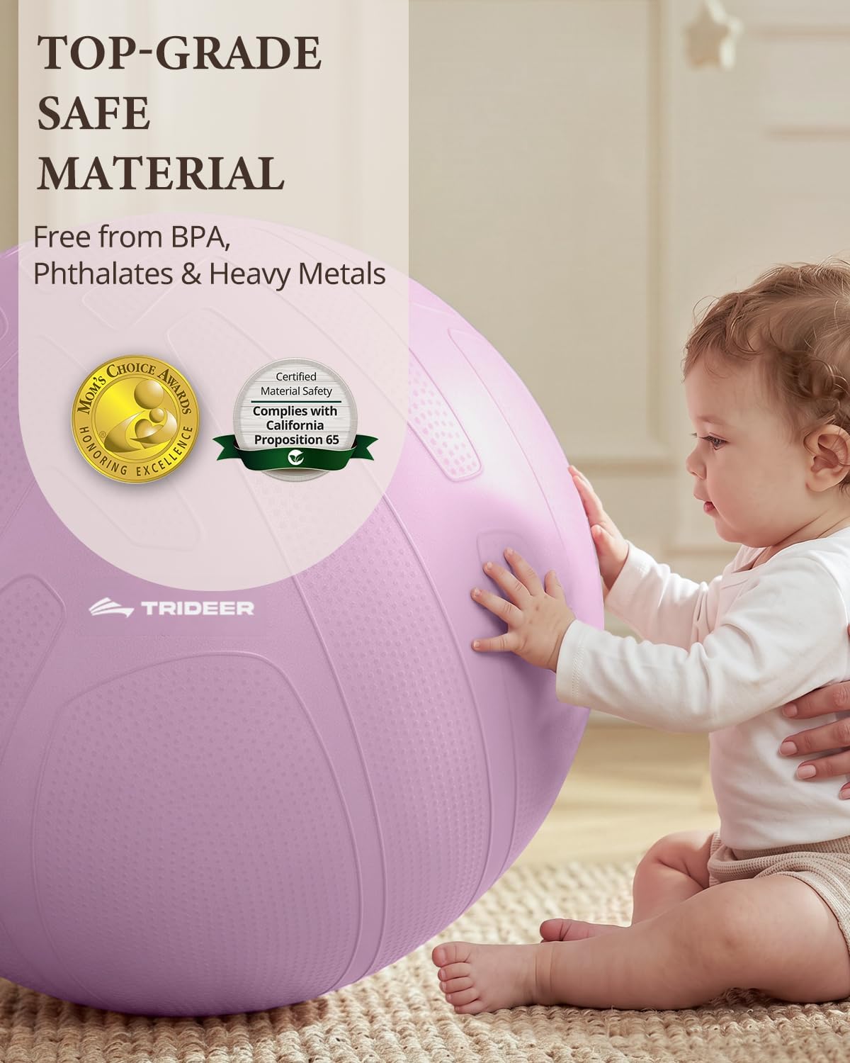 Textured surface of pregnancy birthing ball for stability