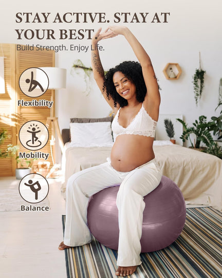 Trideer Exercise Ball 55-85cm - Anti-Burst Yoga Ball with Quick Pump for Home Gym