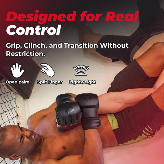LIBERLUPUS MMA Gloves Sparring for Men– Open Palm Training Gloves for Grappling, Kickboxing, Muay Thai, Youth Self-Defense, Heavy Bag Workouts – Durable Synthetic Leather with Wrist Support