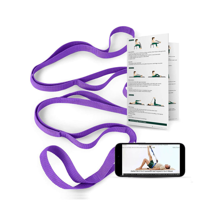 Trideer 10-loop non-elastic stretching strap in purple color