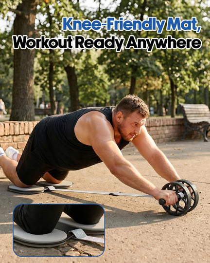 VINSGUIR Ab Roller Wheel for Beginners to Pros, Ab Roller with Adjustable & Detachable Resistance Band, Core Workout Equipment for Home Gym, Abdominal Wheel with Exercise Guide and Knee Pad, Men Women