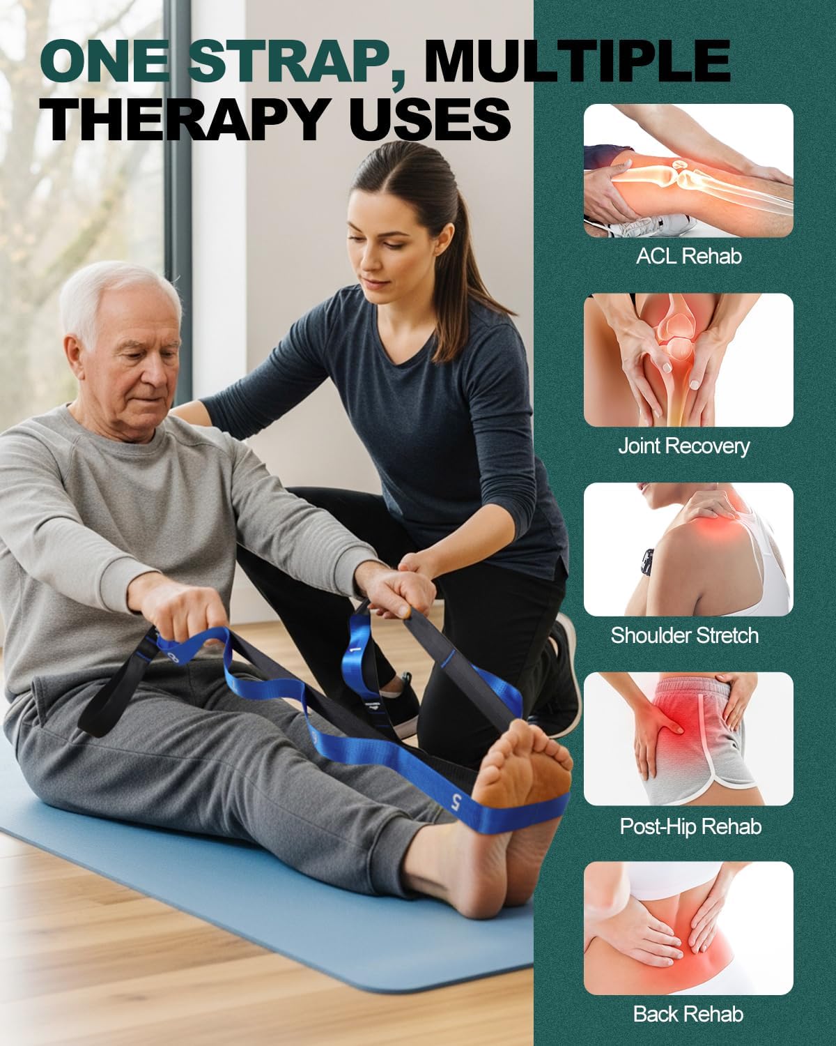 Trideer 10 Loops Non-Elastic Stretching Strap - Premium Version
