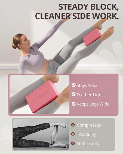 Trideer Yoga Block & Pilates Ball Bundle, Soft Non-Slip Foam Yoga Block with 9-Inch Pilates Ball for Core Training, Balance, Stretching, Yoga, Pilates & Physical Therapy