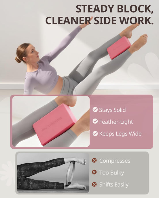 Trideer Yoga Block & Pilates Ball Bundle, Soft Non-Slip Foam Yoga Block with 9-Inch Pilates Ball for Core Training, Balance, Stretching, Yoga, Pilates & Physical Therapy