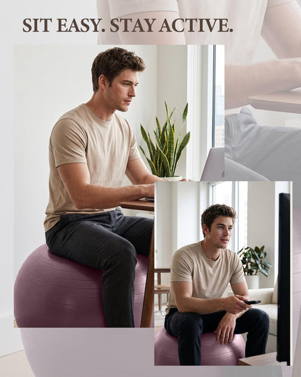 Using exercise ball as office chair for better posture and active sitting