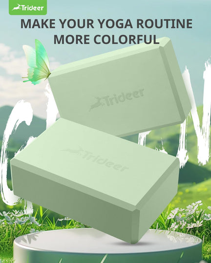 Trideer Yoga Block & Strap Bundle, Foam Yoga Block with 10-Loop Stretching Strap for Flexibility, Balance, Support & Recovery