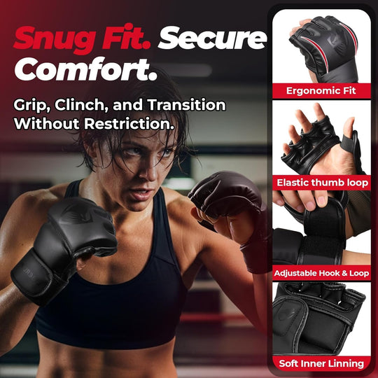 LIBERLUPUS MMA Gloves Sparring for Men– Open Palm Training Gloves for Grappling, Kickboxing, Muay Thai, Youth Self-Defense, Heavy Bag Workouts – Durable Synthetic Leather with Wrist Support