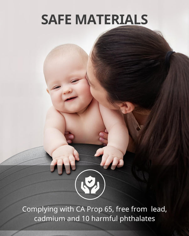 Trideer Extra Thick Anti-Slip Exercise Ball - 65cm Textured for Yoga & Fitness with Pump