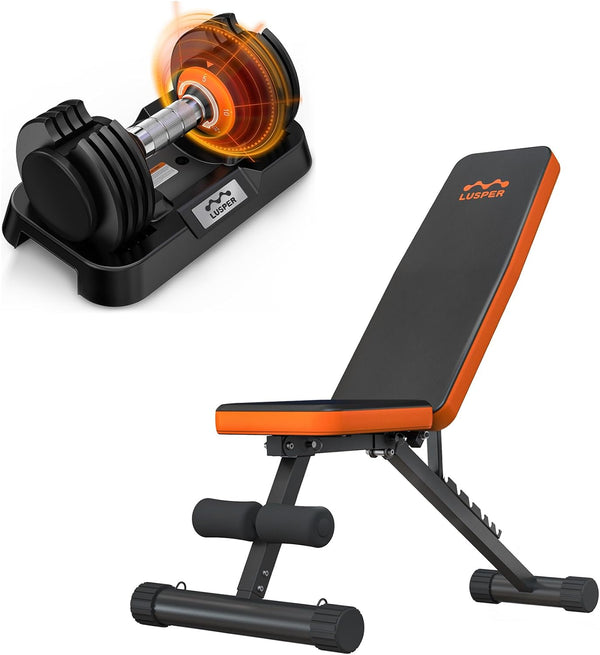 Lusper Bundle - Weight Bench 660LB Basic & Dumbbell 25LB