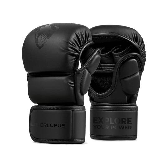 LIBERLUPUS MMA Gloves for Men – Punching Bag Gloves for Men, Open Palm Training Gloves for MMA Sparring, Kickboxing, Muay Thai, Youth Self-Defense, Durable Synthetic Leather with Wrist Support