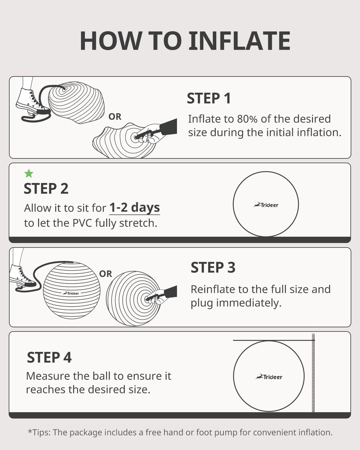 Exercise ball inflation and usage instructions