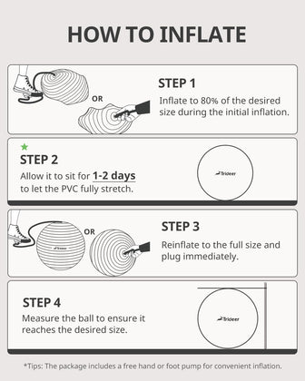 Exercise ball inflation and usage instructions