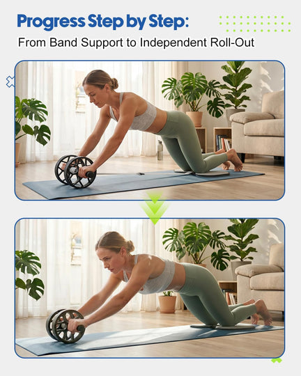 VINSGUIR Ab Roller Wheel for Beginners to Pros, Ab Roller with Adjustable & Detachable Resistance Band, Core Workout Equipment for Home Gym, Abdominal Wheel with Exercise Guide and Knee Pad, Men Women