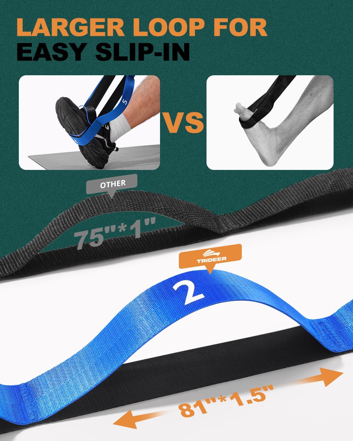 Trideer 10 Loops Non-Elastic Stretching Strap - Premium Version