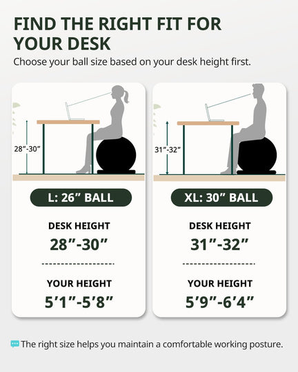 Person sitting on yoga ball chair for active desk seating