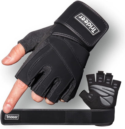 Workout gloves with wrist support - padded palm protection for weightlifting