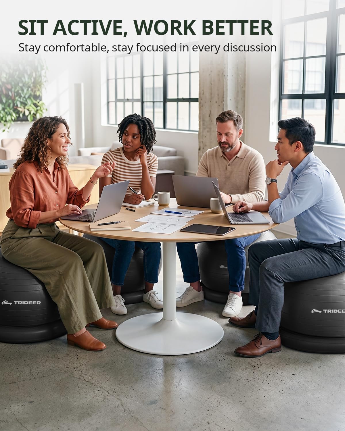 Trideer 65cm Yoga Ball Chair with Base for Home and Office