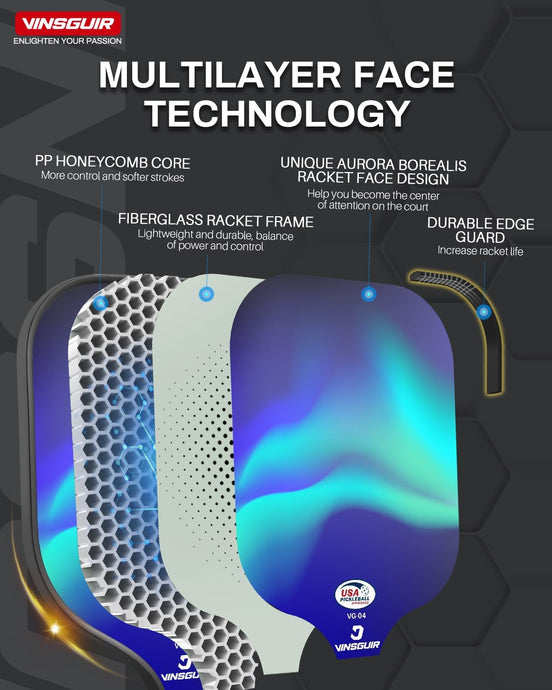 Vinsguir USAPA Approved Fiberglass Surface Pickleball Set
