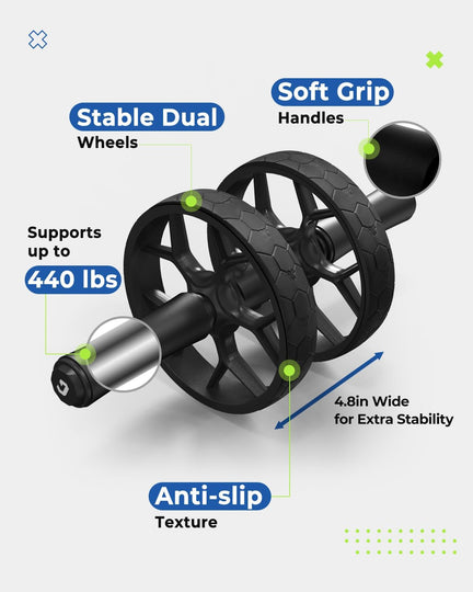 VINSGUIR Ab Roller Wheel for Beginners to Pros, Ab Roller with Adjustable & Detachable Resistance Band, Core Workout Equipment for Home Gym, Abdominal Wheel with Exercise Guide and Knee Pad, Men Women