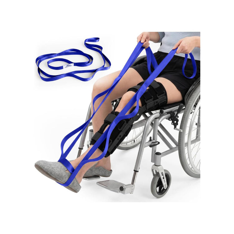 Trideer Leg Lifter Strap Mobility Aid, Non-Elastic Stretching Strap with Loops, Post-Surgery Knee Hip Leg ROM Recovery, Assist Strap for Bed Car Transfers, Yoga Strap for Stretching (Blue)