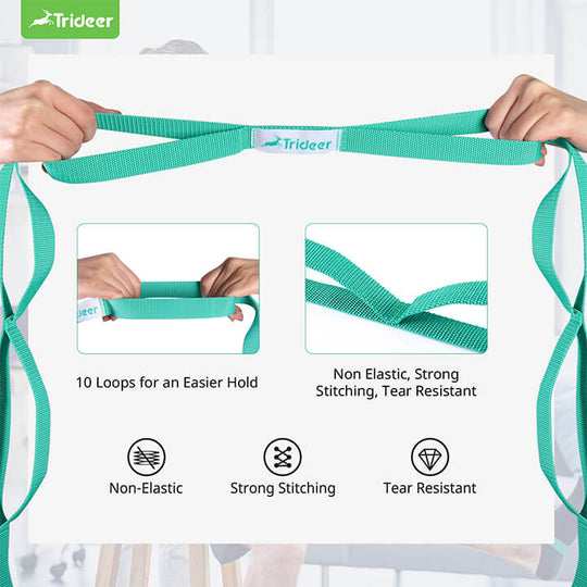 Close-up of secure loop design on Trideer yoga strap