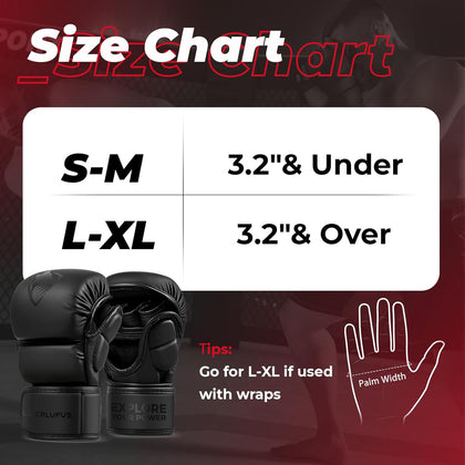 LIBERLUPUS MMA Gloves for Men – Punching Bag Gloves for Men, Open Palm Training Gloves for MMA Sparring, Kickboxing, Muay Thai, Youth Self-Defense, Durable Synthetic Leather with Wrist Support
