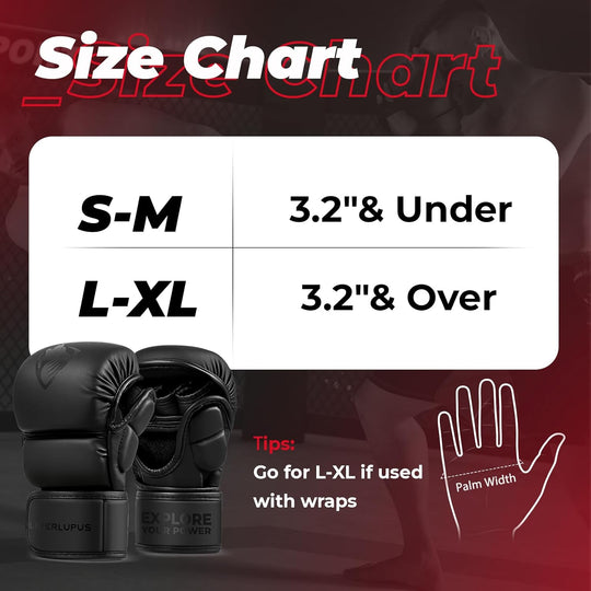 LIBERLUPUS MMA Gloves for Men – Punching Bag Gloves for Men, Open Palm Training Gloves for MMA Sparring, Kickboxing, Muay Thai, Youth Self-Defense, Durable Synthetic Leather with Wrist Support
