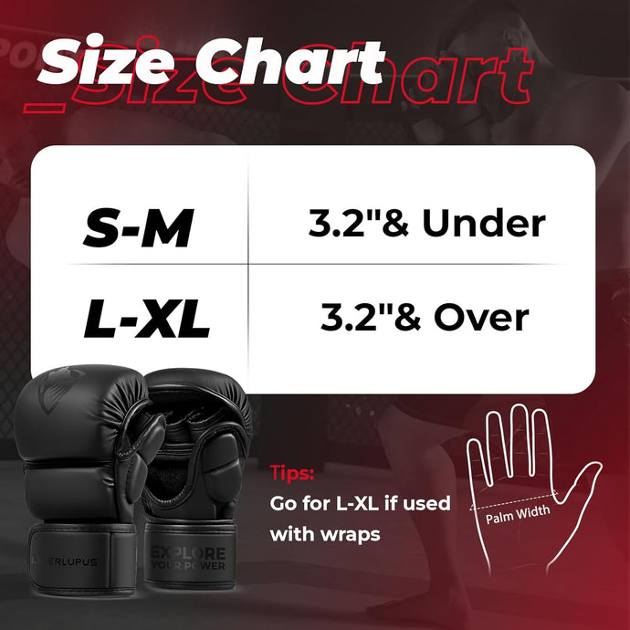 LIBERLUPUS MMA Gloves for Men – Punching Bag Gloves for Men, Open Palm Training Gloves for MMA Sparring, Kickboxing, Muay Thai, Youth Self-Defense, Durable Synthetic Leather with Wrist Support