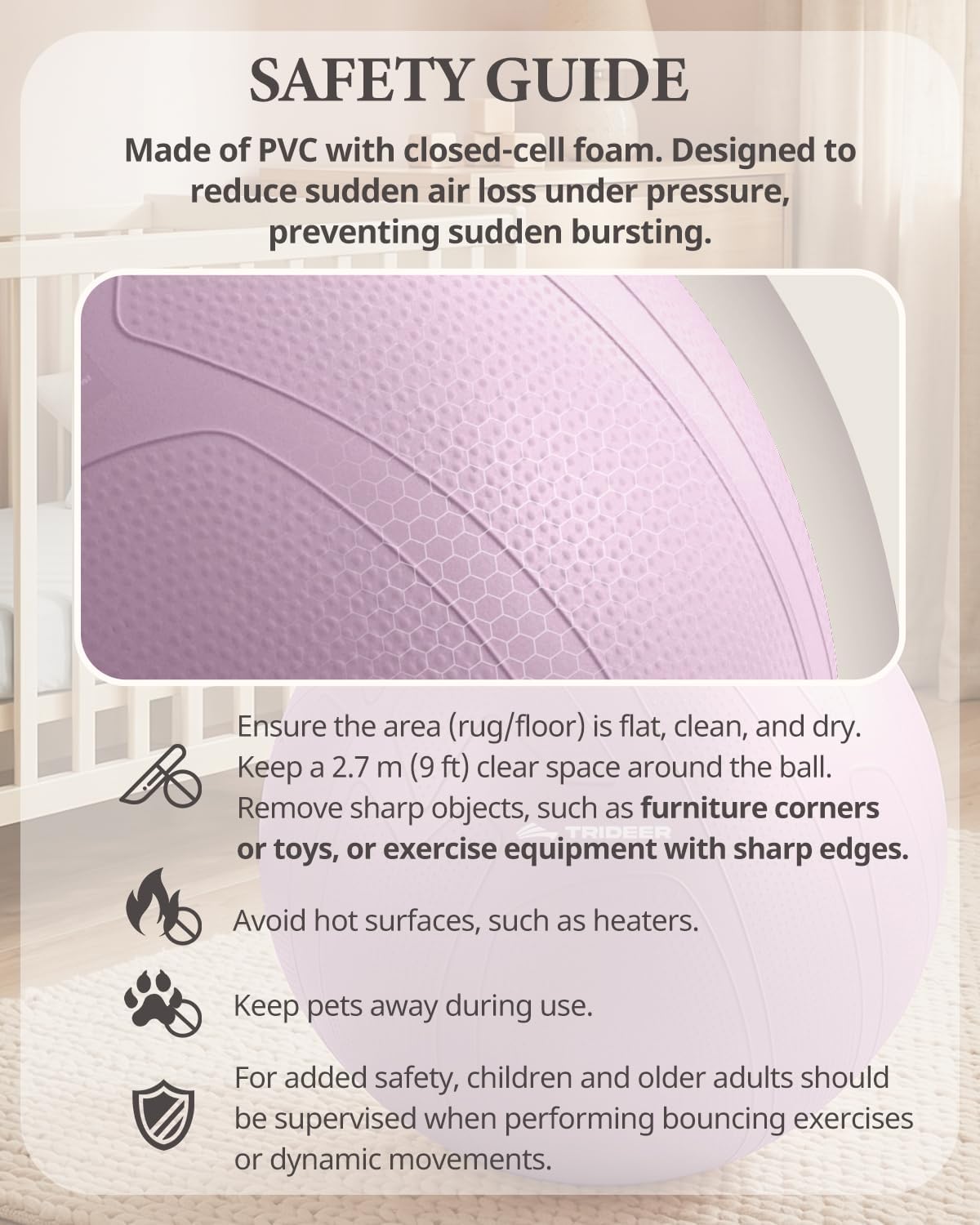 Trideer Pregnancy Ball - Anti-Burst Birthing Ball 55-75cm for Prenatal Exercise & Labor