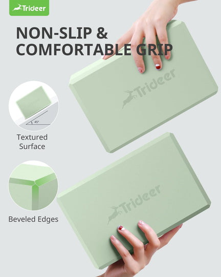 Trideer Yoga Block & Strap Bundle, Foam Yoga Block with 10-Loop Stretching Strap for Flexibility, Balance, Support & Recovery