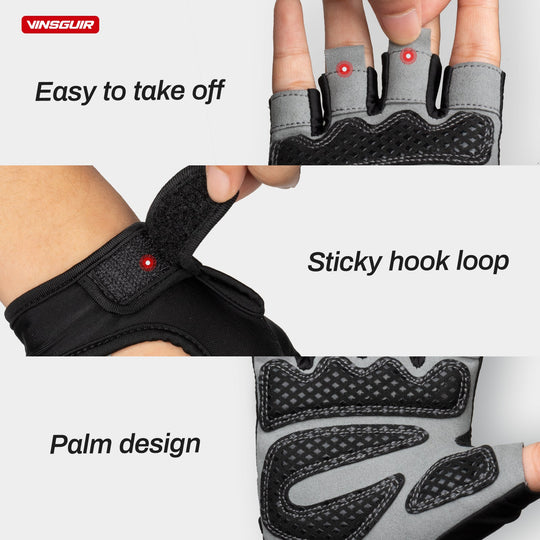 Anti-slip silica gel grip points on Vinsguir gloves palm