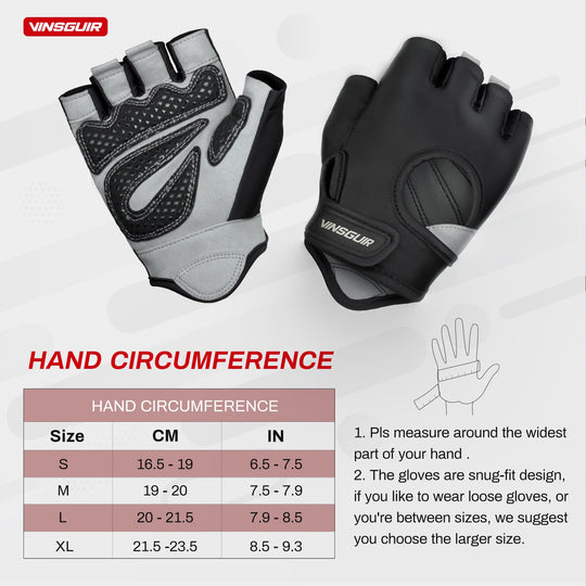 Vinsguir workout gloves size chart for men and women